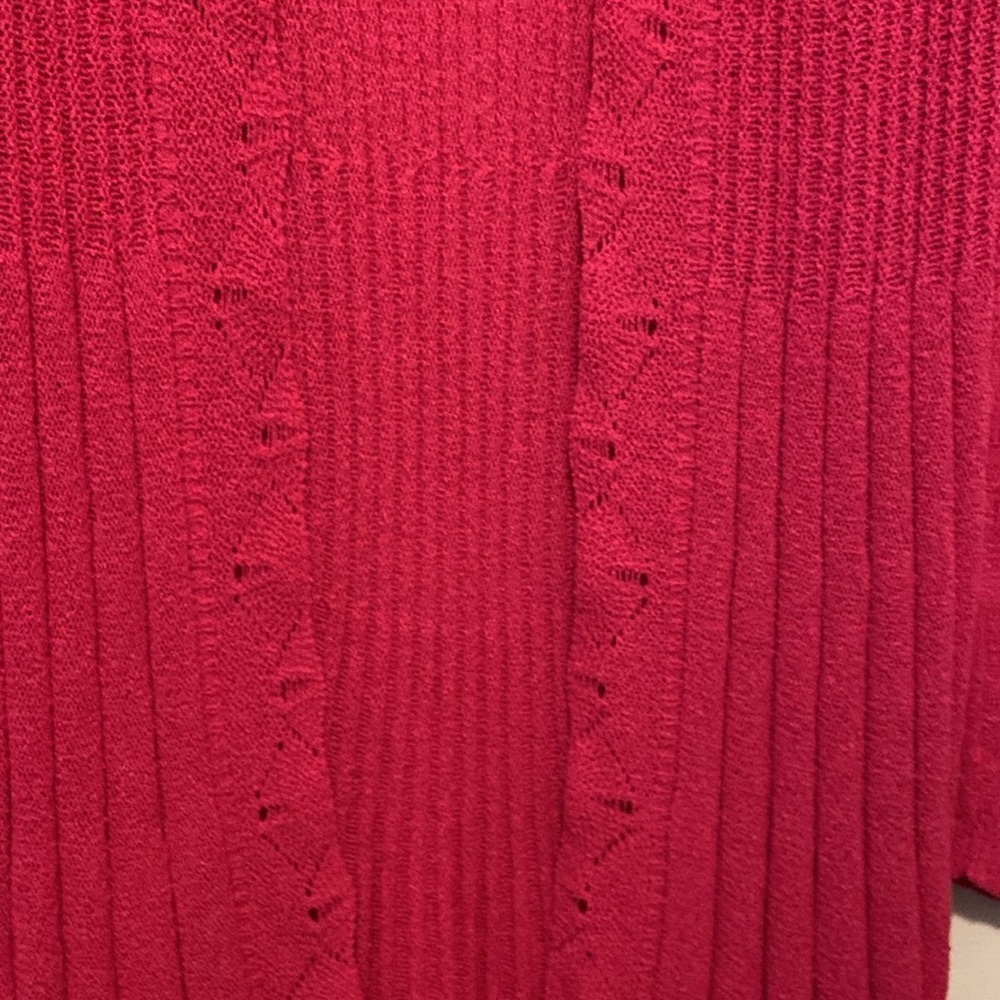Nina Leonard Knit Long Cardigan Long Sleeve With Uneven Hem Bright Pink Size M - Picture 5 of 13